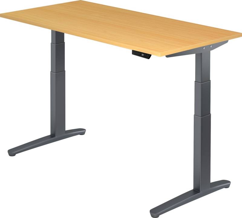 bümö Schreibtisch elektrisch XBHM - Arbeitshöhe:, Rechteck: 160 x 80 cm - Dekor: Buche - Gestell: Graphit von bümö