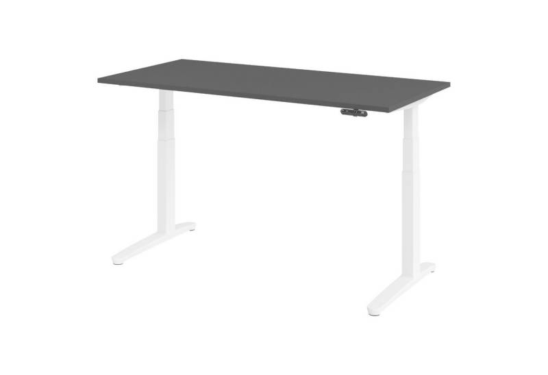 bümö Schreibtisch elektrisch XBHM elektrisch höhenverstellbar, Rechteck: 160 x 80 cm - Dekor: Graphit - Gestell: Weiß von bümö