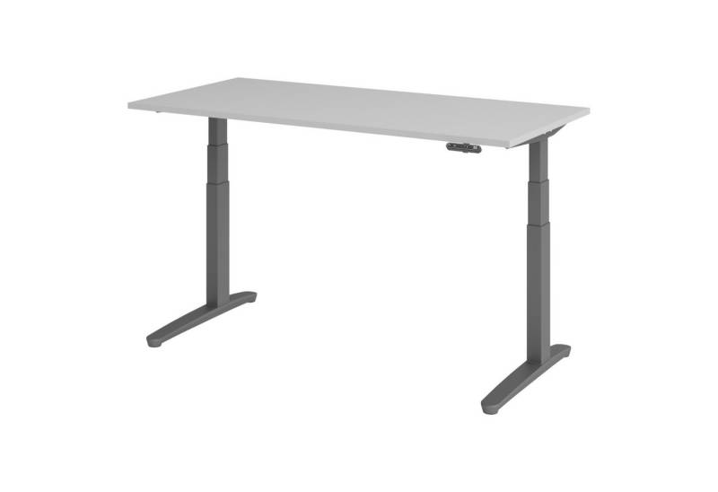 bümö Schreibtisch elektrisch XBHM elektrisch höhenverstellbar, Rechteck: 160 x 80 cm - Dekor: Grau - Gestell: Graphit von bümö