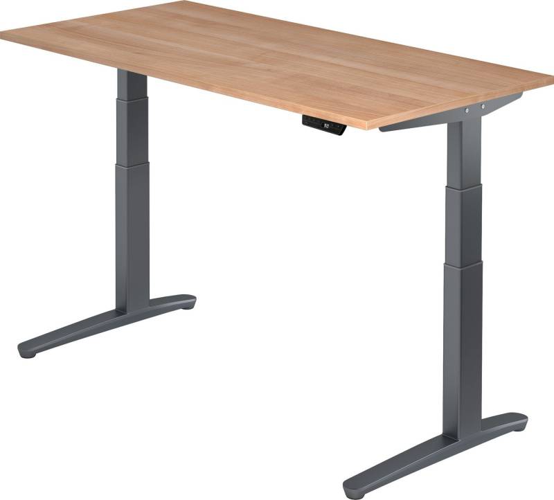 bümö Schreibtisch elektrisch XBHM - Arbeitshöhe:, Rechteck: 160 x 80 cm - Dekor: Nussbaum - Gestell: Graphit von bümö