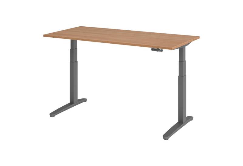 bümö Schreibtisch elektrisch XBHM elektrisch höhenverstellbar, Rechteck: 160 x 80 cm - Dekor: Nussbaum - Gestell: Graphit von bümö