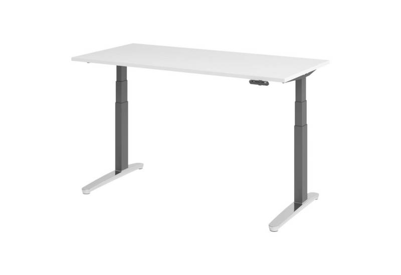 bümö Schreibtisch elektrisch XBHM elektrisch höhenverstellbar, Rechteck: 160 x 80 cm - Dekor: Weiß - Gestell: Graphit/Alu poliert von bümö