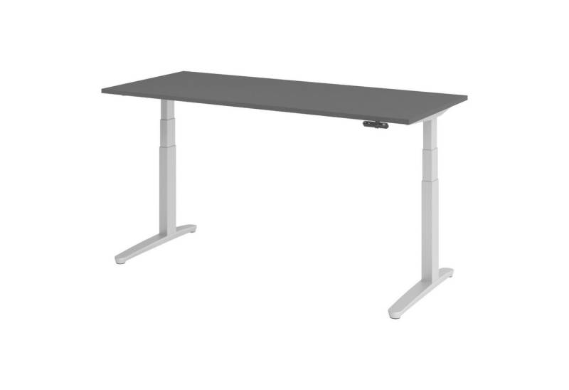 bümö Schreibtisch elektrisch XBHM elektrisch höhenverstellbar, Rechteck: 180 x 80 cm - Dekor: Graphit - Gestell: Silber von bümö
