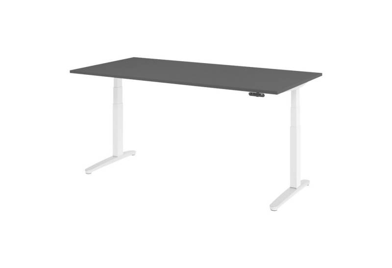 bümö Schreibtisch elektrisch XBHM elektrisch höhenverstellbar, Rechteck: 200 x 100 cm - Dekor: Graphit - Gestell: Weiß/Alu poliert von bümö