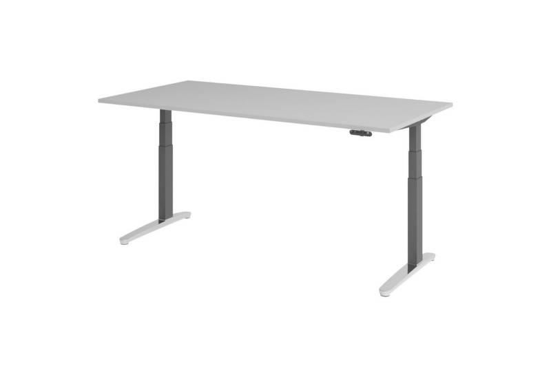 bümö Schreibtisch elektrisch XBHM elektrisch höhenverstellbar, Rechteck: 200 x 100 cm - Dekor: Grau - Gestell: Graphit/Alu poliert von bümö