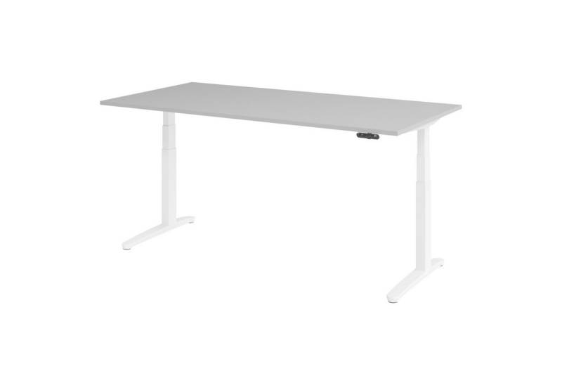 bümö Schreibtisch elektrisch XBHM elektrisch höhenverstellbar, Rechteck: 200 x 100 cm - Dekor: Grau - Gestell: Weiß von bümö