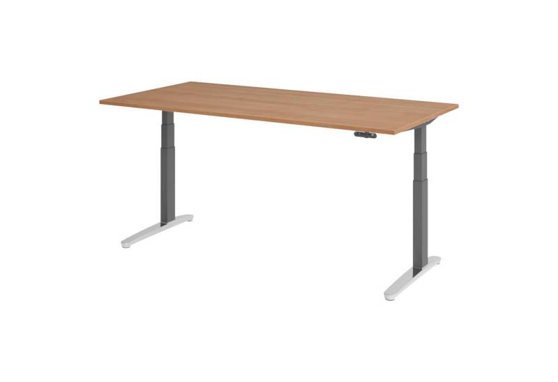 bümö Schreibtisch elektrisch XBHM elektrisch höhenverstellbar, Rechteck: 200 x 100 cm - Dekor: Nussbaum - Gestell: Graphit/Alu von bümö