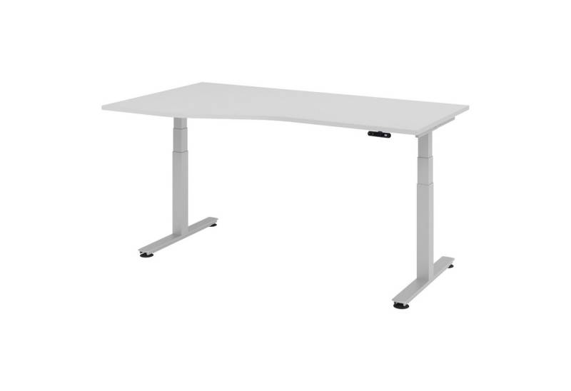 bümö Schreibtisch elektrisch XDSM elektrisch höhenverstellbar, Freiform: 180 x 100 cm - Dekor: Grau von bümö