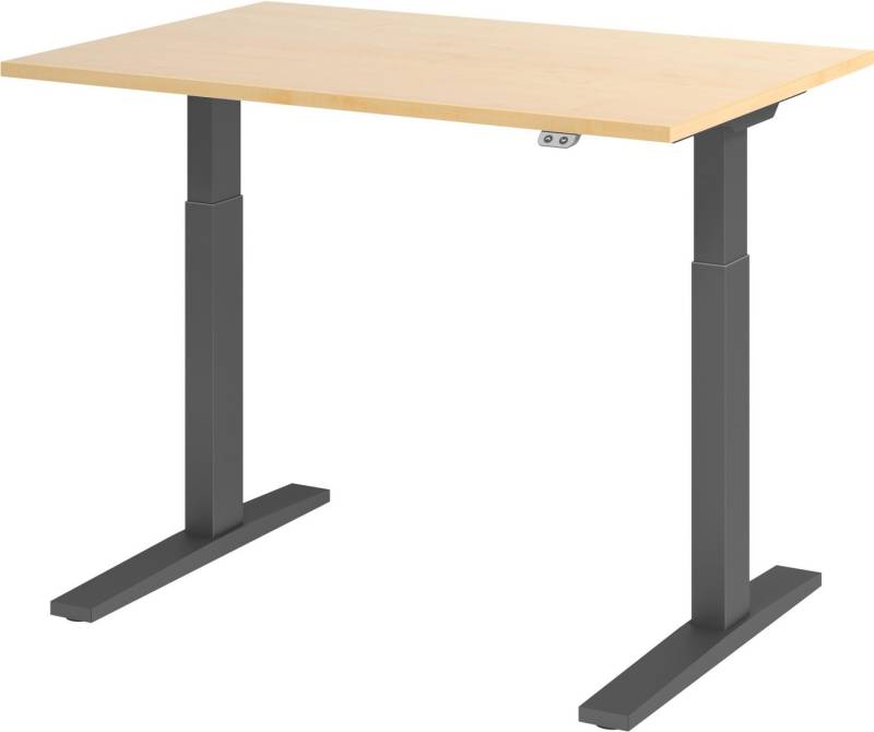 bümö Schreibtisch elektrisch XMKA - Arbeitshöhe:, Rechteck: 120 x 80 cm - Dekor: Ahorn - Gestell: Graphit von bümö