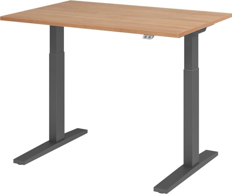 bümö Schreibtisch elektrisch XMKA - Arbeitshöhe:, Rechteck: 120 x 80 cm - Dekor: Nussbaum - Gestell: Graphit von bümö