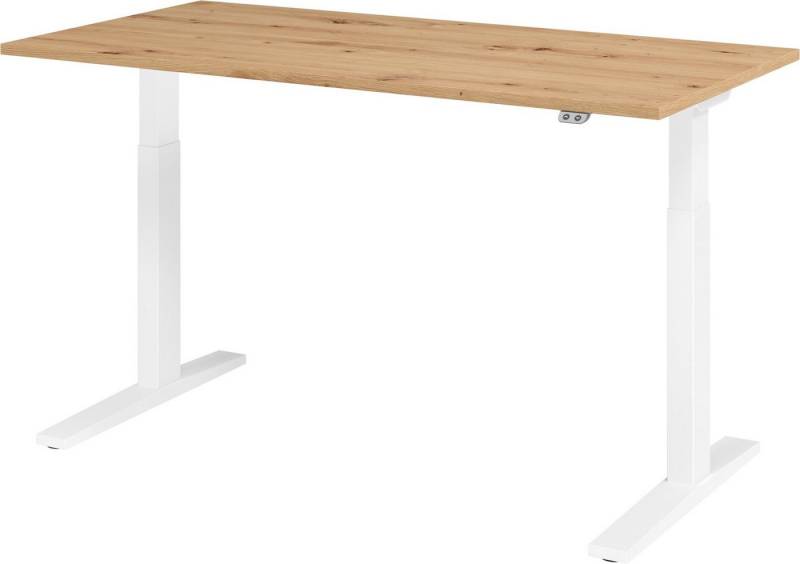 bümö Schreibtisch elektrisch XMKA - Arbeitshöhe:, Rechteck: 160 x 80 cm - Dekor: Asteiche - Gestell: Weiß von bümö