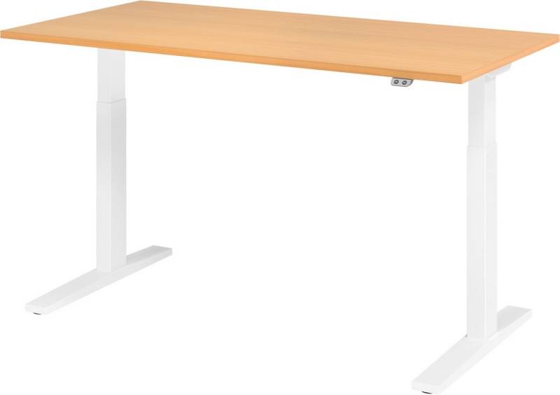 bümö Schreibtisch elektrisch XMKA - Arbeitshöhe:, Rechteck: 160 x 80 cm - Dekor: Buche - Gestell: Weiß von bümö