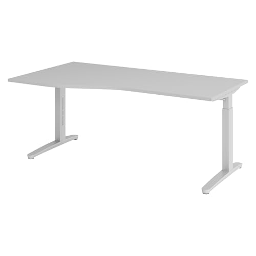 bümö Schreibtisch höhenverstellbar 180x100 cm in grau, Metallgestell in Silber - Bürotisch groß, höhenverstellbarer Büroschreibtisch, Computertisch & PC Tisch Büro bümö Schreibtisch höhenverstellbar 180x100 cm in grau, Metallgestell in Silber - Bürotisch groß, höhenverstellbarer Büroschreibtisch, Computertisch & PC Tisch Büro von bümö