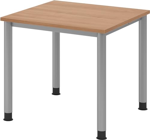 bümö Schreibtisch manuell höhenverstellbar | Bürotisch in 8 Dekoren & 7 Größen verfügbar | Büroschreibtisch (Quadrat: 80x80 cm, Nussbaum) von bümö