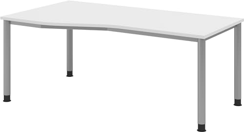 bümö Schreibtisch manuell höhenverstellbar | Bürotisch in 8 Dekoren & 7 Größen verfügbar | Büroschreibtisch (Winkel: 180x100 cm, Weiß) von bümö