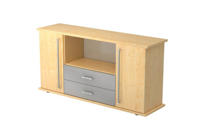 bümö Sideboard office Sideboard mit 2 Schübe & 2 Türen, Dekor: Ahorn - Griffe: Chromgriff von bümö