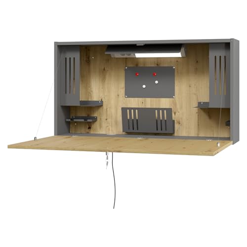 bümö Wandschreibtisch klappbar & abschließbar Mini-Office in Graphit/Asteiche bümö Wandschreibtisch klappbar & abschließbar Mini-Office in Graphit/Asteiche von bümö