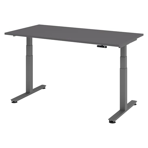 bümö elektrisch höhenverstellbarer Schreibtisch 160x80 cm in Graphit, Gestell Graphit - Schreibtisch höhenverstellbar elektrisch mit Memory-Steuerung, elektrischer Schreibtisch, Gaming Tisch von bümö