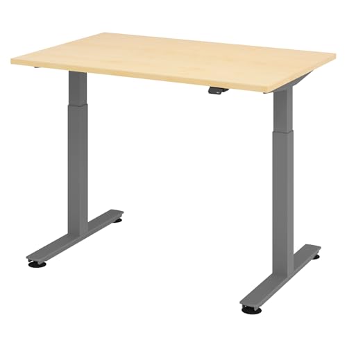 bümö elektrisch höhenverstellbarer Schreibtisch Ahorn 120x80 cm, Gestell: Graphit - Büroschreibtisch höhenverstellbar elektrisch, elektrischer Bürotisch & Gaming Tisch, Stehschreibtisch von bümö
