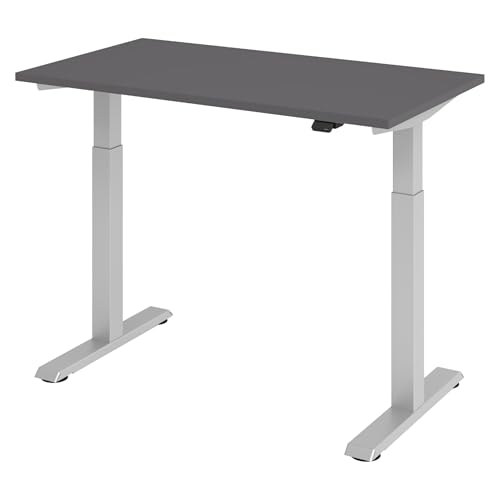 bümö elektrisch höhenverstellbarer Schreibtisch Graphit 120x67 cm - Kleiner Schreibtisch höhenverstellbar elektrisch, elektrischer Schreibtisch & Gaming Tisch, Stehschreibtisch, XMST-Mini von bümö