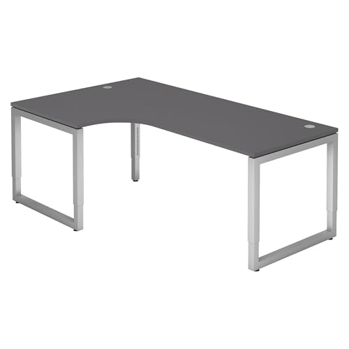 bümö höhenverstellbarer Eckschreibtisch R-Serie 200x120 cm in Graphit, Gestell in Silber - Schreibtisch L Form, großer Tisch für's Büro, Computertisch höhenverstellbar bümö höhenverstellbarer Eckschreibtisch R-Serie 200x120 cm in Graphit, Gestell in Silber - Schreibtisch L Form, großer Tisch für's Büro, Computertisch höhenverstellbar von bümö