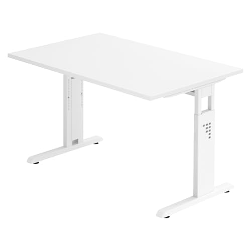 bümö höhenverstellbarer Schreibtisch O-Serie 120x80 cm in weiß, Gestell in weiß - PC Tisch klein für's Büro manuell höhenverstellbar, Computertisch verstellbar bümö höhenverstellbarer Schreibtisch O-Serie 120x80 cm in weiß, Gestell in weiß - PC Tisch klein für's Büro manuell höhenverstellbar, Computertisch verstellbar von bümö