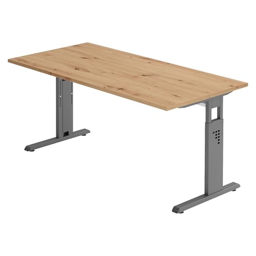 bümö höhenverstellbarer Schreibtisch O-Serie 180x80 cm in Asteiche, Gestell in Graphit - großer PC Tisch für's Büro manuell höhenverstellbar, Computertisch verstellbar bümö höhenverstellbarer Schreibtisch O-Serie 180x80 cm in Asteiche, Gestell in Graphit - großer PC Tisch für's Büro manuell höhenverstellbar, Computertisch verstellbar von bümö
