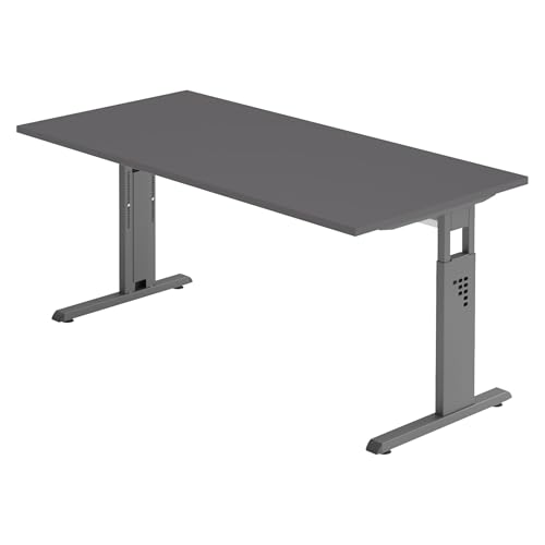 bümö höhenverstellbarer Schreibtisch O-Serie 180x80 cm in Graphit, Gestell in Graphit - großer PC Tisch für's Büro manuell höhenverstellbar, Computertisch verstellbar bümö höhenverstellbarer Schreibtisch O-Serie 180x80 cm in Graphit, Gestell in Graphit - großer PC Tisch für's Büro manuell höhenverstellbar, Computertisch verstellbar von bümö