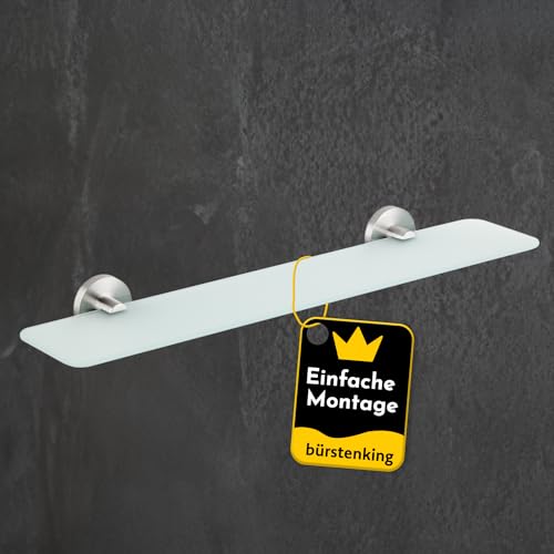 Bürstenking Glasablage 52 cm, stilvolles Glasregal fürs Badezimmer, einfache Wandmontage, ideal für die Ablage von Kosmetik & Schmuck, Badezimmer Wandregal aus satiniertem Glas, Teil der Serie 190 von Bürstenking
