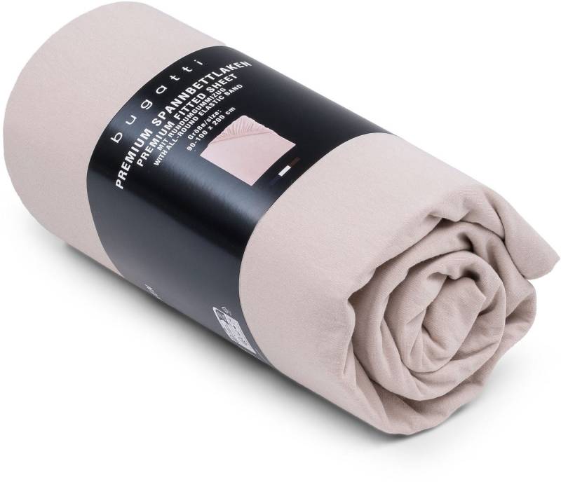 bugatti Spannbettlaken bugatti Premium, Baumwolle-Elasthan, Gummizug: rundum, (1 Stück), blickdicht und dehnbar von bugatti