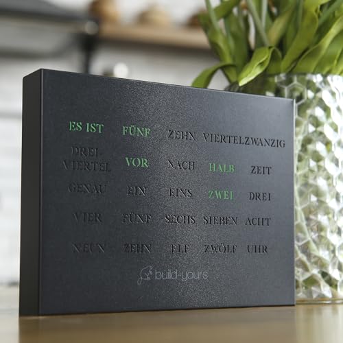 build-yours Elegante BoxClock Digitale Tischuhr - Moderne LED Schreibtischuhr mit WLAN und verstellbarem Standfuß - Uhr aus Gebürstetem Edelstahl für Büro oder Zuhause von build-yours