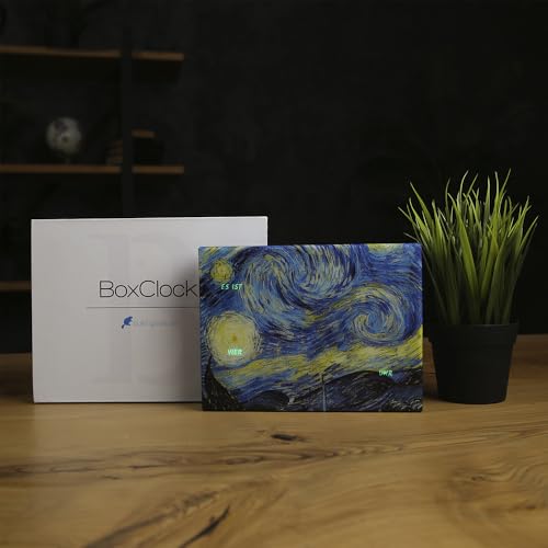 build-yours Elegante BoxClock Digitale Tischuhr - Moderne LED Schreibtischuhr mit WLAN und verstellbarem Standfuß - Uhr aus Gebürstetem Edelstahl für Büro oder Zuhause von build-yours