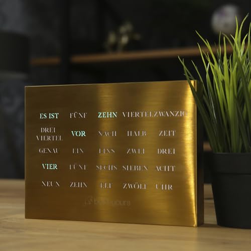 build-yours Elegante BoxClock Digitale Tischuhr - Moderne LED Schreibtischuhr mit WLAN und verstellbarem Standfuß - Uhr aus Gebürstetem Edelstahl für Büro oder Zuhause von build-yours