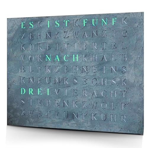 build-yours WordClock Jupiter Beton - Moderne LED Wanduhr - handgefertigte Designer Wortuhr von build-yours