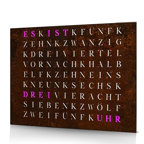 build-yours WordClock Jupiter Rost Optik - Wortuhr aus gerostetem Eisen - Moderne LED Wanduhr im Industrial Stil von build-yours