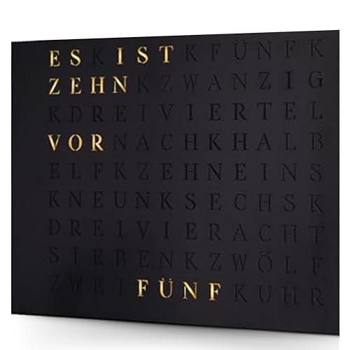 build-yours WordClock Jupiter gelaserter Edelstahl in matt Schwarz - Digitale LED Wanduhr | Designer Wortuhr für Heim und Büro von build-yours