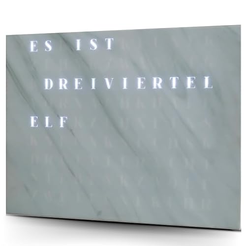 build-yours WordClock Jupiter Moderne LED Wanduhr mit Worten | Digitale WortUhr - Weißer Marmor Optik von build-yours