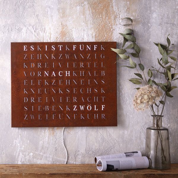 build-yours WordClock Jupiter Eisen Rost Optik - LED Wanduhr - Designer Wortuhr Industrial von build-yours