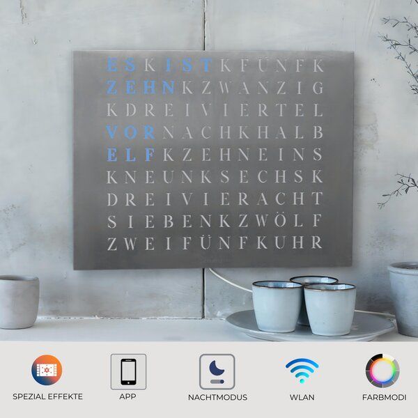 build-yours WordClock Jupiter gelaserter Edelstahl - Designer Wortuhr - LED Wanduhr von build-yours