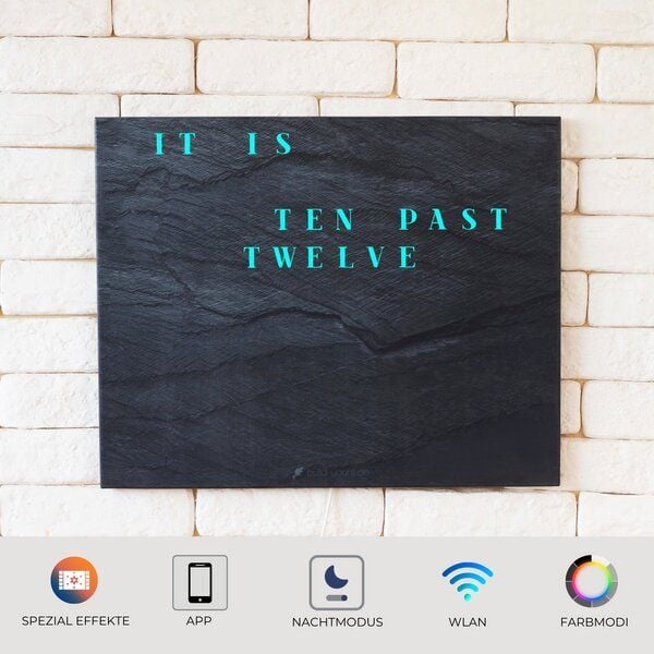 build-yours Wortuhr WordClock Jupiter - LED Wanduhr - Schiefer, Space, Weißer Marmor uvm. von build-yours