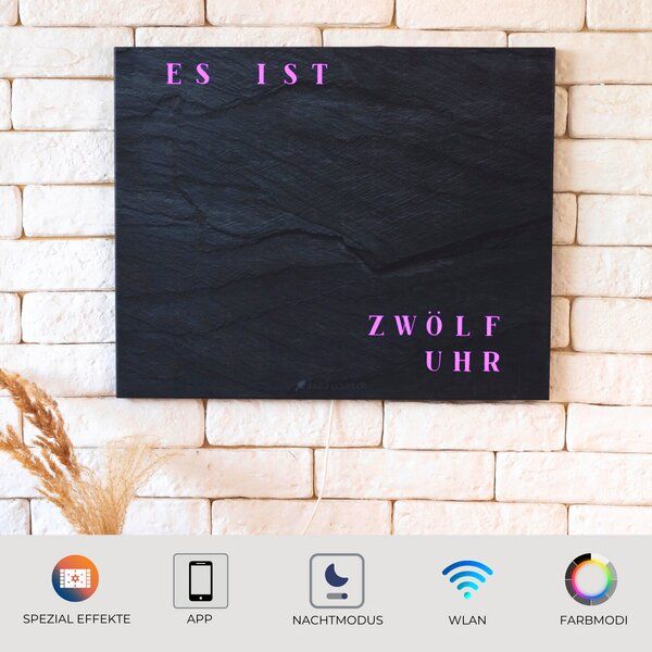 build-yours Wortuhr WordClock Jupiter - LED Wanduhr - Schiefer, Space, Weißer Marmor uvm. von build-yours