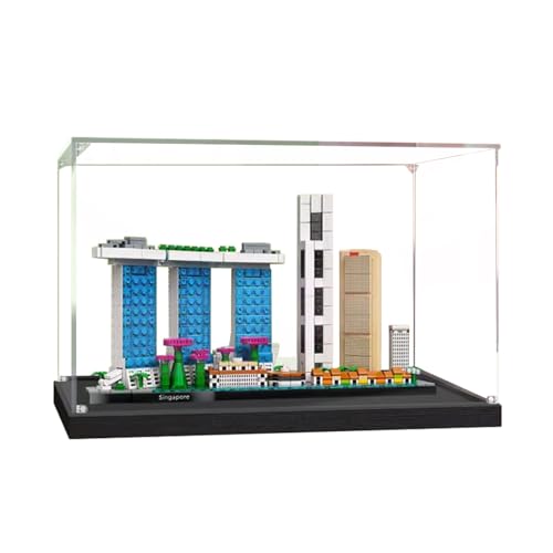 Acryl Vitrine für 21057 Architektur in Singapur Baustein Modell,Schaukasten Transparente Display Box Staubdichte Acryl Vitrine Kompatibel mit Lego (Nicht Enthalten Modellbausatz) B,3MM von bujee