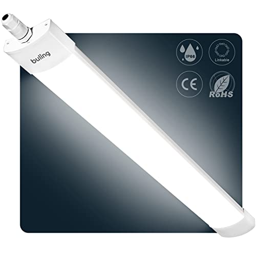 buling LED Feuchtraumleuchte 60CM, LED Röhre Reihenschaltung Werkstattlampe 18W 1800LM, IP66 Wasserfest Feuchtraum Wannenleuchte, LED Leuchtstoffröhre für Keller Garage Werkstatt, Neutralweiß 4000K von buling