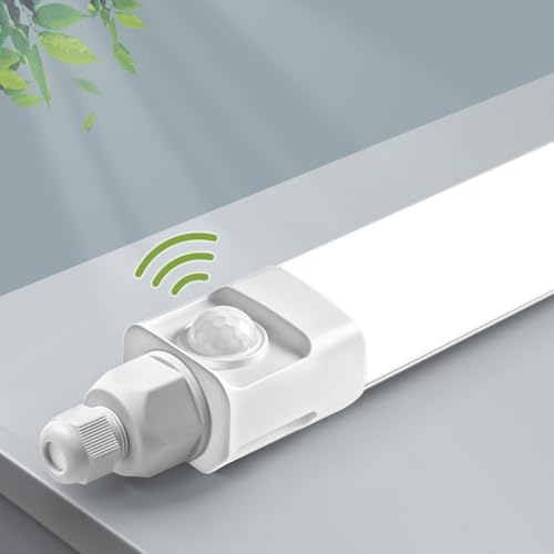 Buling Feuchtraumleuchte 60cm Mit Bewegungsmelder, 18W 1800LM 4000K LED Deckenleuchte Sensor Röhre, Linkable Werkstattlampe, Wasserfest IP65 Wannenleuchte für Garage Balkon Keller Flur Treppe von buling