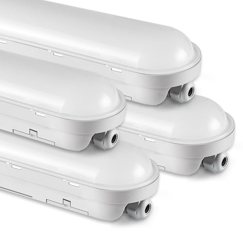 buling 4 Stück Feuchtraumleuchte LED 120CM, 36W 4500LM Röhre Lampe, Verknüpfbar Wannenleuchte IP65 Wasserfest Leuchtstoffröhre Leuchte für Büro Keller Garage, Neutralweiß 4000K von buling