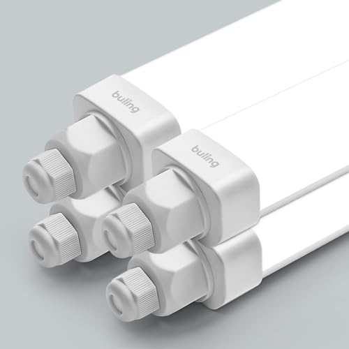buling 4er Feuchtraumleuchte Led 150cm, 45W 4500LM 4000K LED Wannenleuchte, Verknüpfbar Led Werkstattlampe Kellerleuchte, Wasserfest IP65 Feuchtraum Deckenleuchte Röhre für Garage Büro Bad Warenhaus von buling