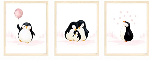 Baby Pinguin Kinderzimmer Wandkunst Dekorationen, Kinderzimmer Wanddruck, Kinderzimmer Spielzimmer Heimdekoration, Pinguin Wandkunst, Set von 6 Stück, 20.3x25.4 cm (ungerahmt) von bumbleboo