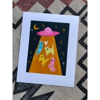 The Space Invader Cats Druck Ist 20x26cm von bunnydee