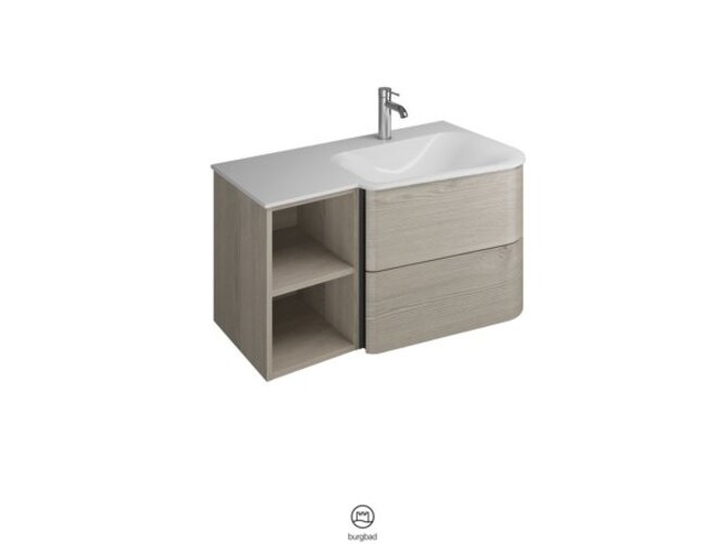 burgbad Badu Mineralguss-Waschtisch, weiß velvet, inkl. Waschtischunterschrank, mit Regal, Breite 92cm, Ausführung rechts, SFUV092RF3696C0037G0196 burgbad Badu Mineralguss-Waschtisch, weiß velvet, inkl. Waschtischunterschrank, mit Regal, Breite 92cm, Ausführung rechts, SFUV092RF3696C0037G0196 von burgbad
