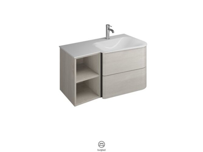 burgbad Badu Mineralguss-Waschtisch, weiß velvet, inkl. Waschtischunterschrank, mit Regal, Breite 92cm, Ausführung rechts, SFUV092RF3694C0037G0196 burgbad Badu Mineralguss-Waschtisch, weiß velvet, inkl. Waschtischunterschrank, mit Regal, Breite 92cm, Ausführung rechts, SFUV092RF3694C0037G0196 von burgbad
